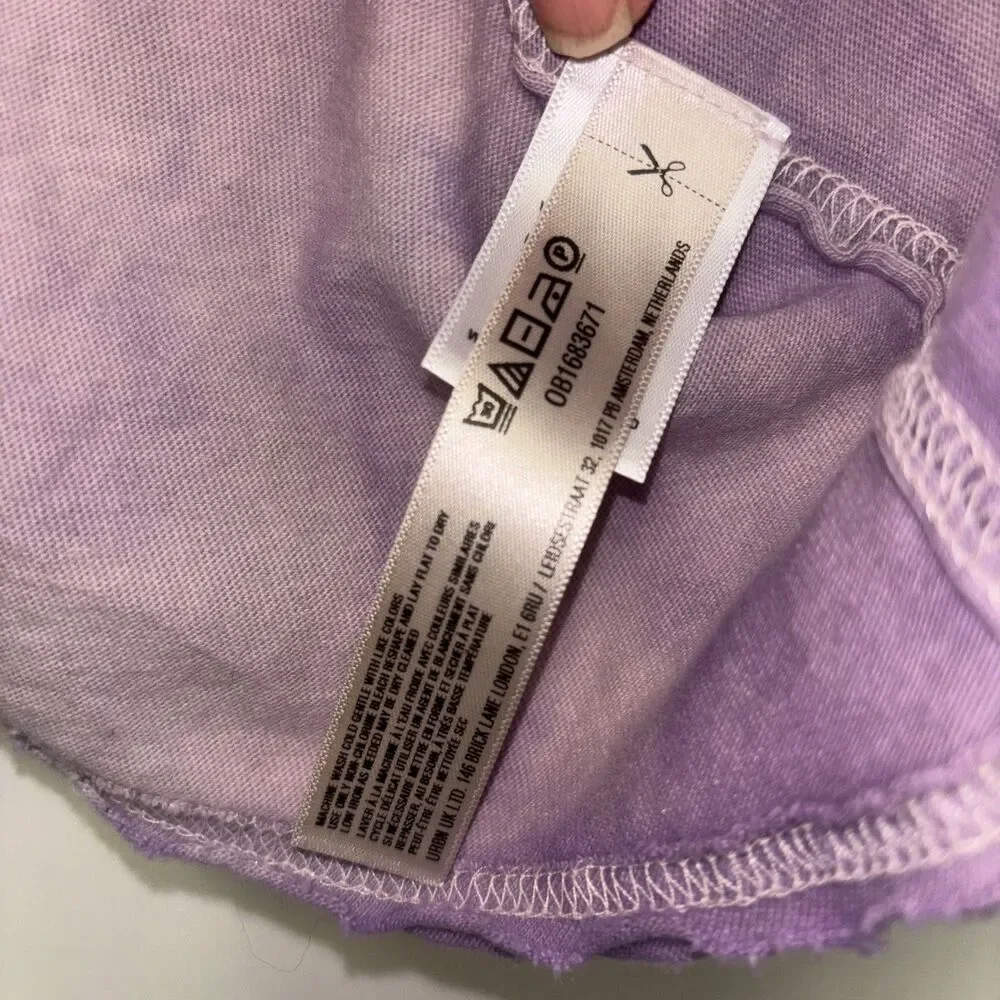 FREE PEOPLE JUST BE CHILL CUSTOM TIE DYE SET Purple Shorts Top S Cotton Pockets